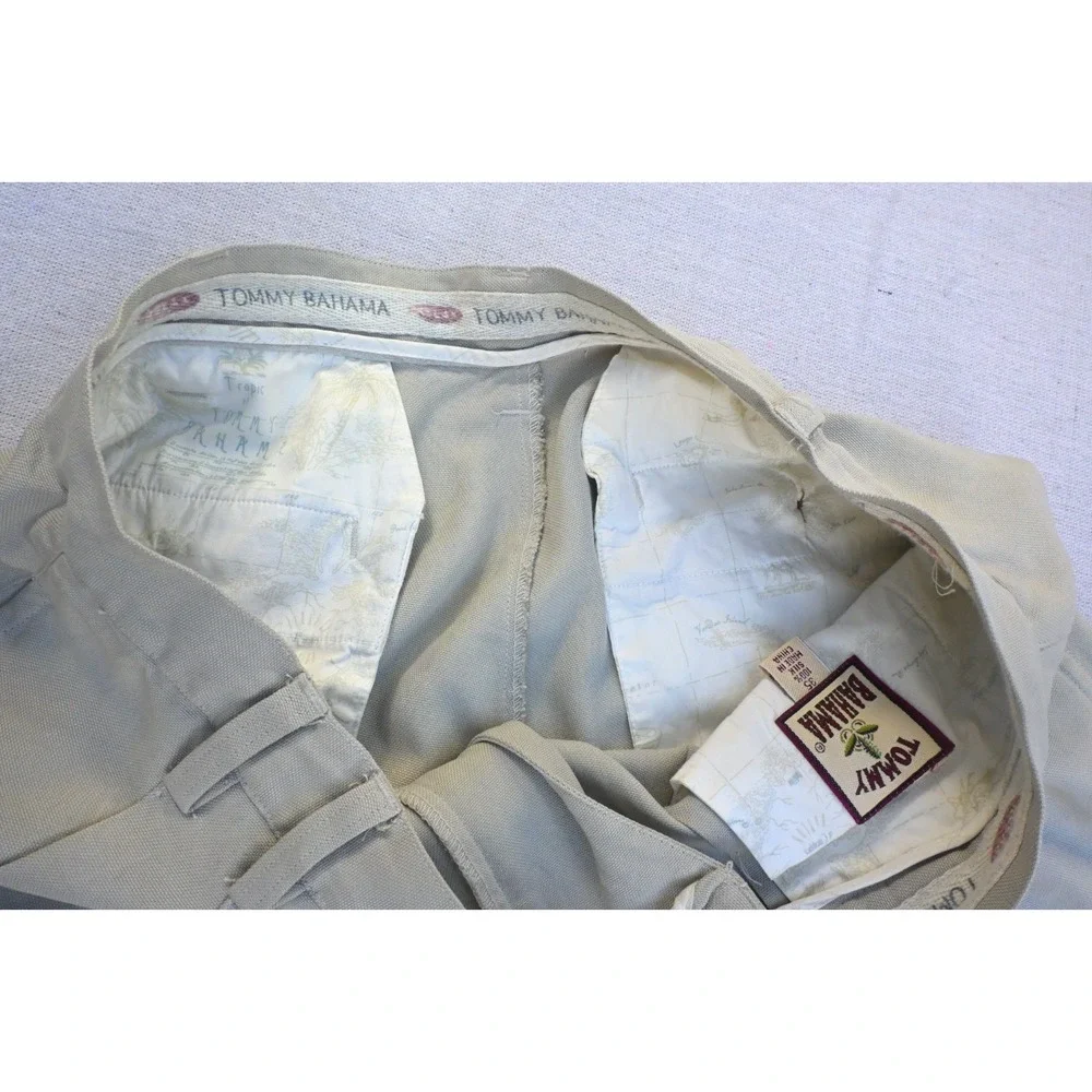 Tommy Bahama Vintage Mens 35 100% Silk Pleated Cuffed Trouser Cream Flowing
